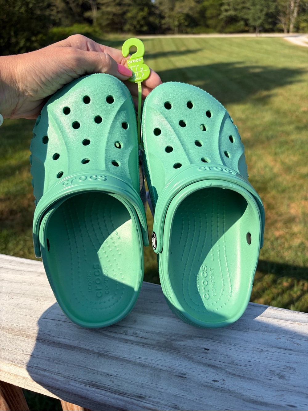 Crocs Baya Clog Green J3 Junior Size 3 Youth Kids Comfort Slip-On Shoes NWT